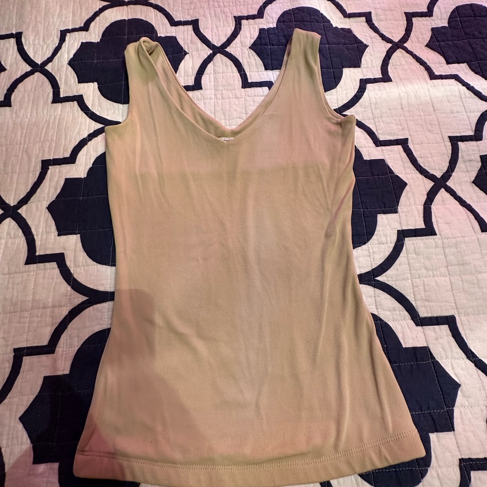 Cache Tan Fitted Sleeveless Tank Top